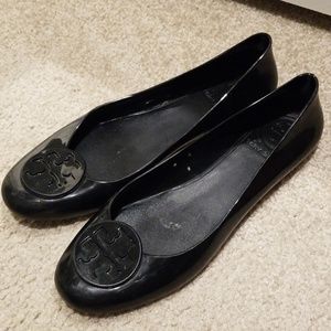 black Tory Burch ballet flat jellies